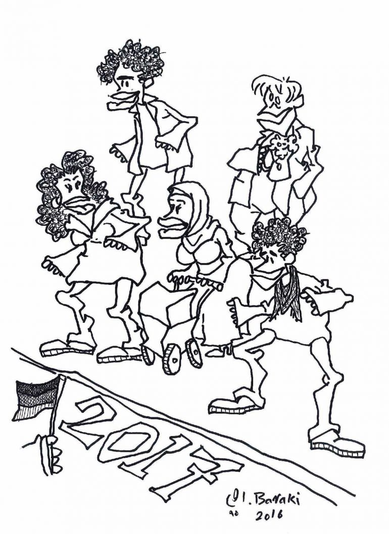 KARIKATUR „NEUSTART“ VON AHMAD BARAKIZADEH